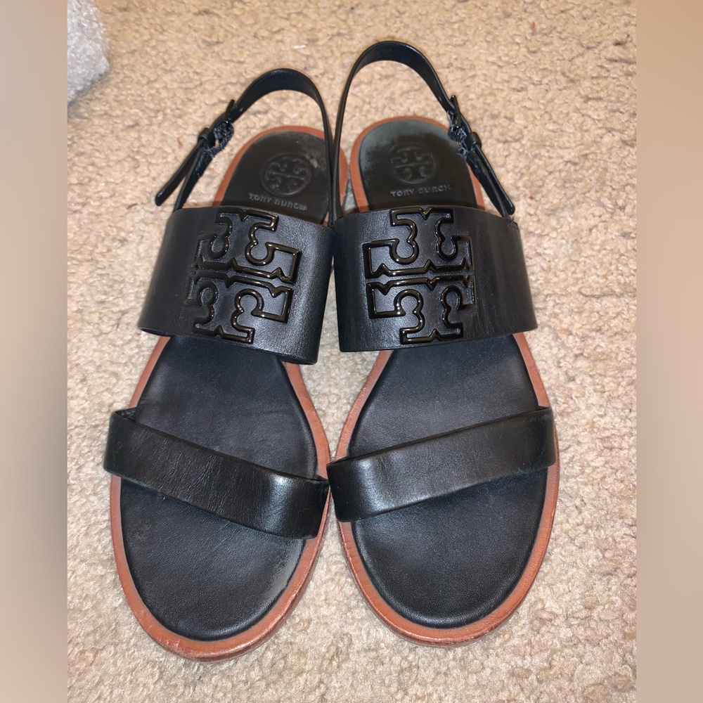 Tory Burch black leather sandals size 7